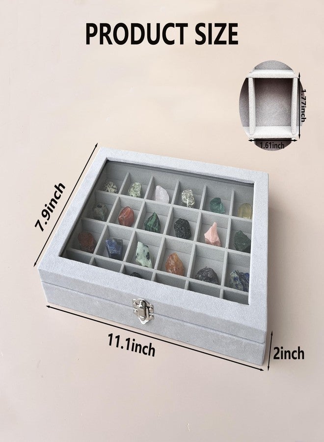 HEMYLU Rock Collection Display Case, Crystal Storage Box with 24 Grids and Gem Knowledge Handbook for Kids, Gem and Stone Collection Case for Display - Image 3
